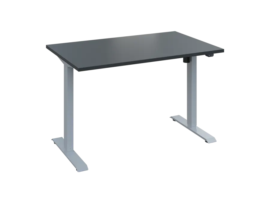 Flexi 28-12 výškově nastavitelný stůl, kovová podnož stříbrná, deska 25 mm, široký 1200 mm, antracit